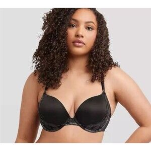 NWOT Maidenform Black Underwire Lace Push Up Convertible Bra- Size 36DD